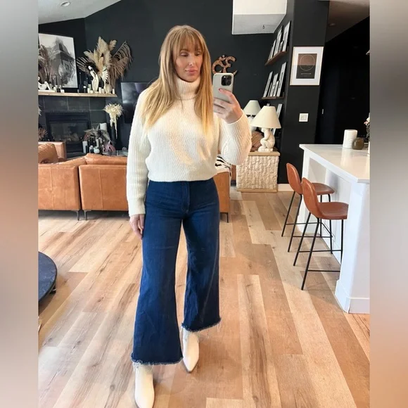 Madewell Mercer Turtleneck in Coziest Yarn white cream wool blend size large - Picture 6 of 6